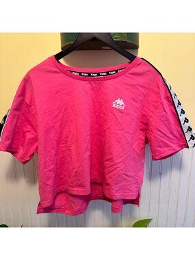 Kappa Womens Pink Logo Tape Short-Sleeve Crop Top XX-Large